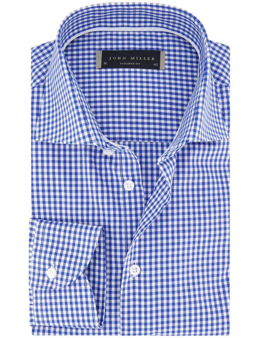 John Miller overhemd blauw geruit