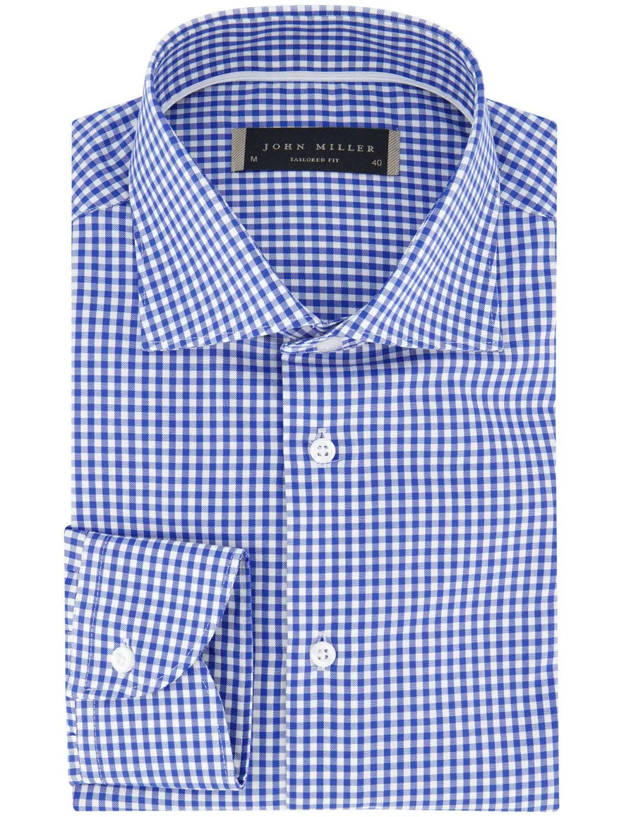 John Miller overhemd blauw geruit