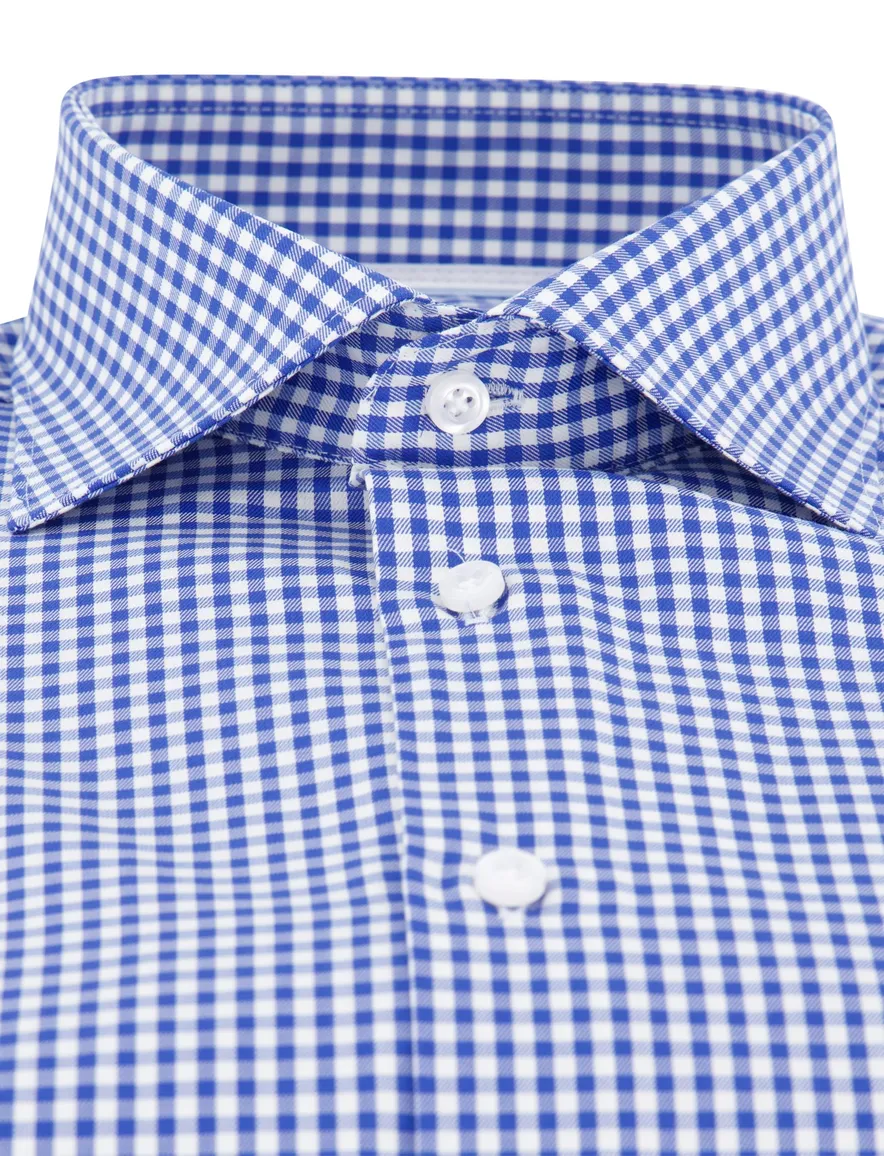 John Miller tailord fit overhemd ml7 geruit blauw