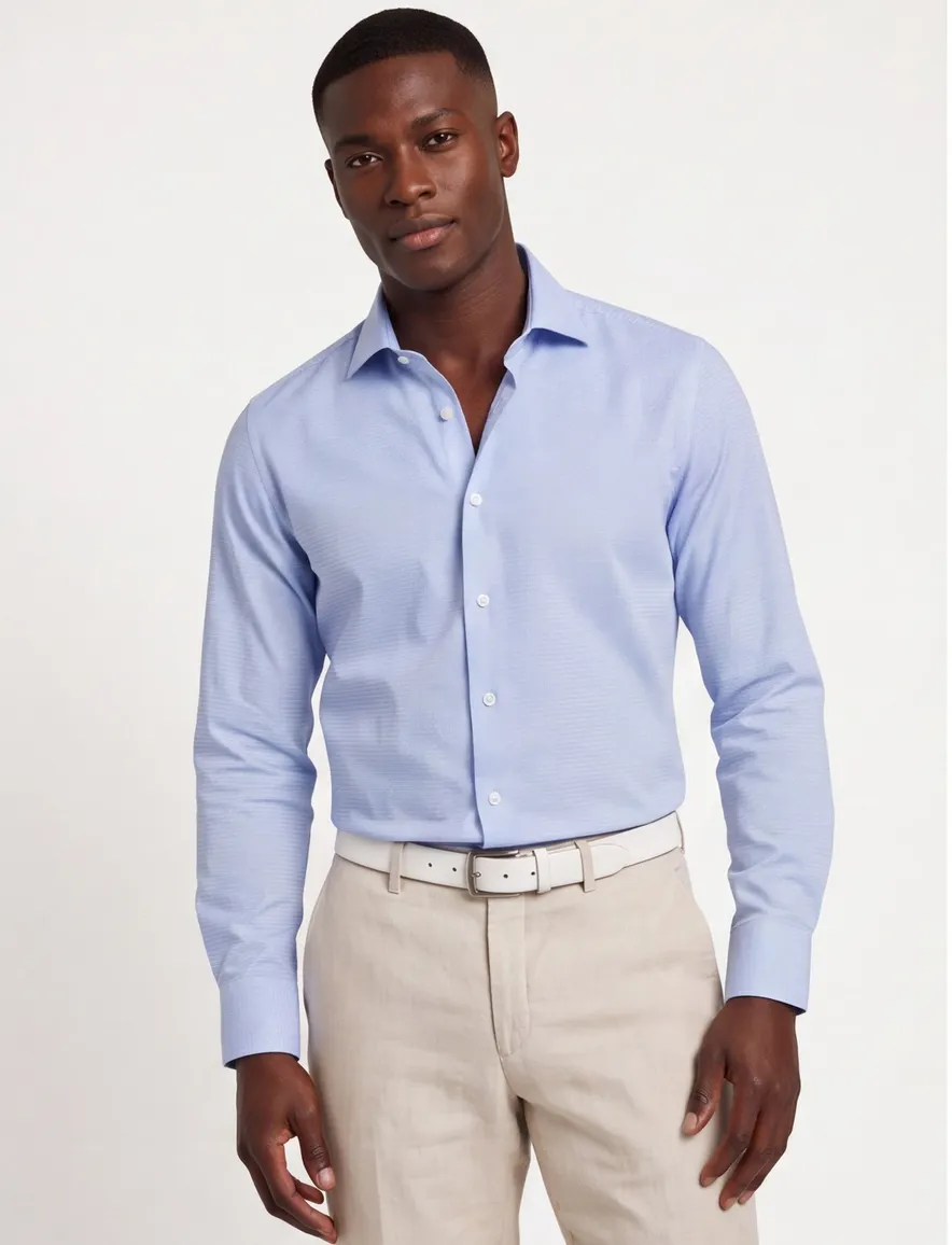 John Miller tailored fit overhemd lichtblauw effen