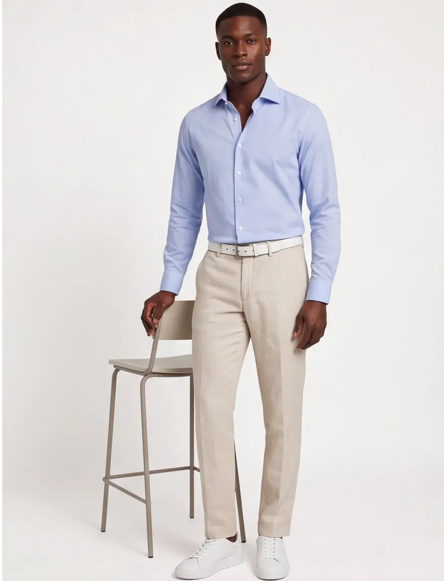 John Miller tailored fit overhemd lichtblauw effen