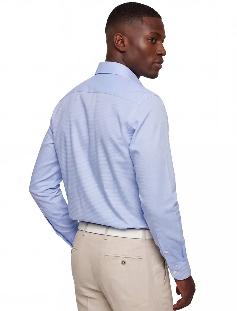 John Miller tailored fit overhemd lichtblauw effen