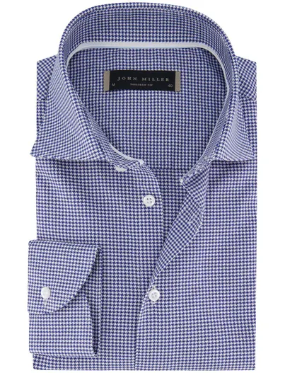 John Miller katoenen John Miller normale fit overhemd ml7 blauw print