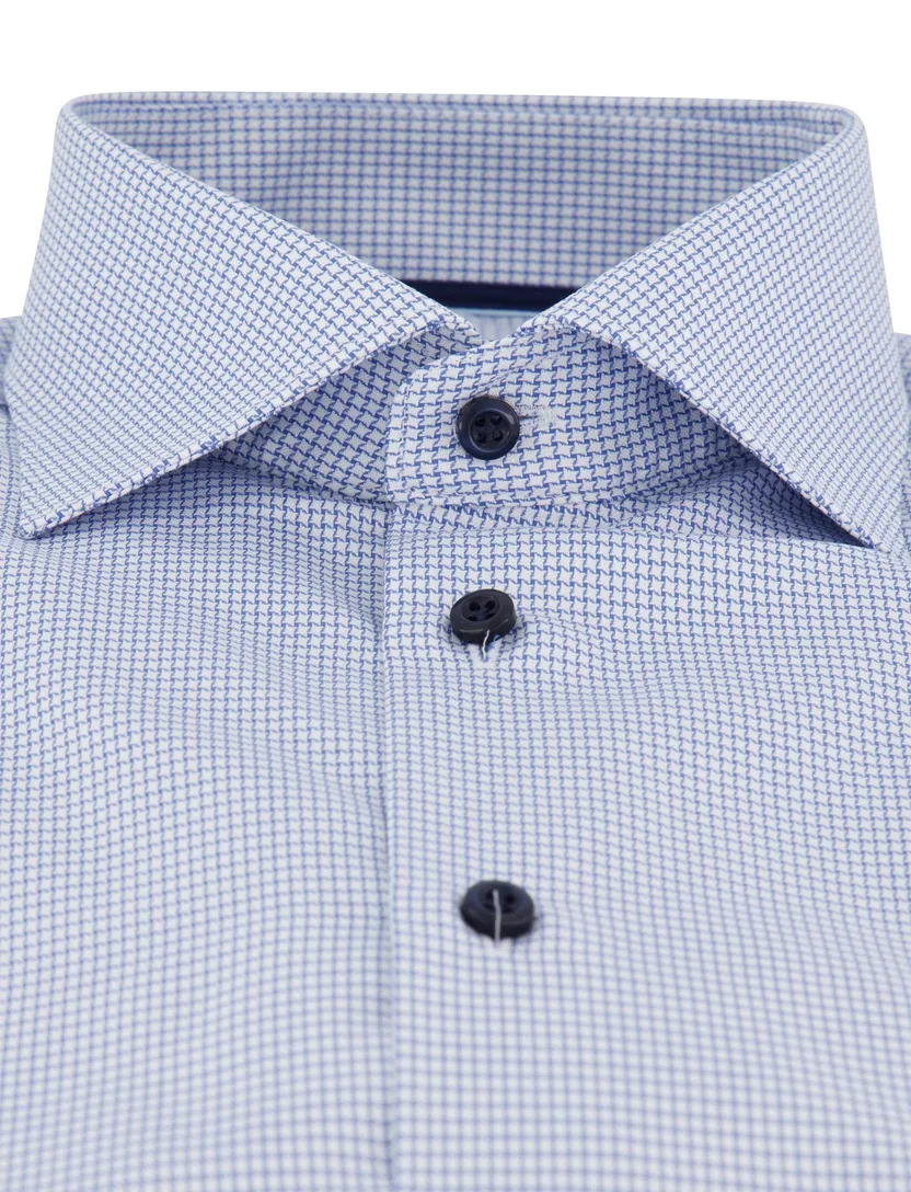 John Miller overhemd geprint blauw lange mouwen