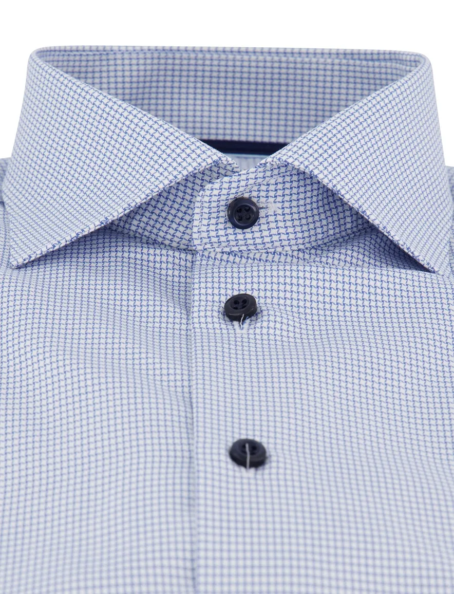 John Miller overhemd geprint blauw wide collar