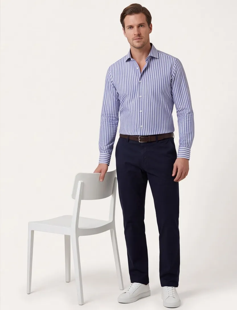 katoenen John Miller tailored fit overhemd ml7 gestreept
