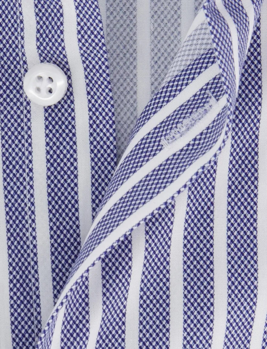 John Miller tailored fit overhemd ml7 gestreept blauw