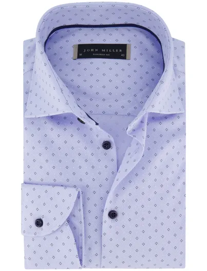 John Miller John Miller overhemd ml7 normale fit blauw geprint