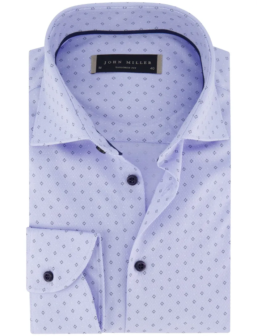 katoenen John Miller overhemd ml7 normale fit blauw print
