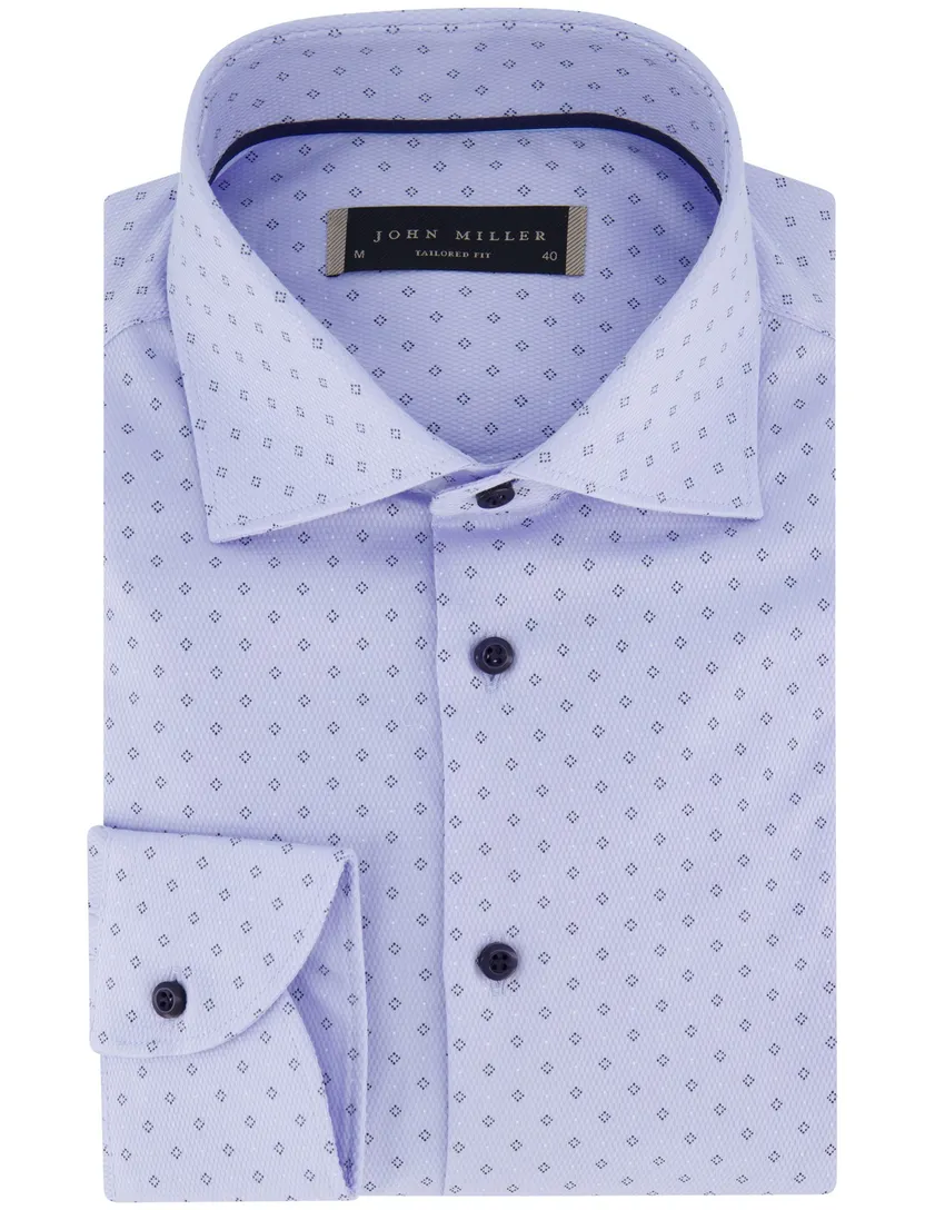 katoenen John Miller overhemd ml7 normale fit blauw print