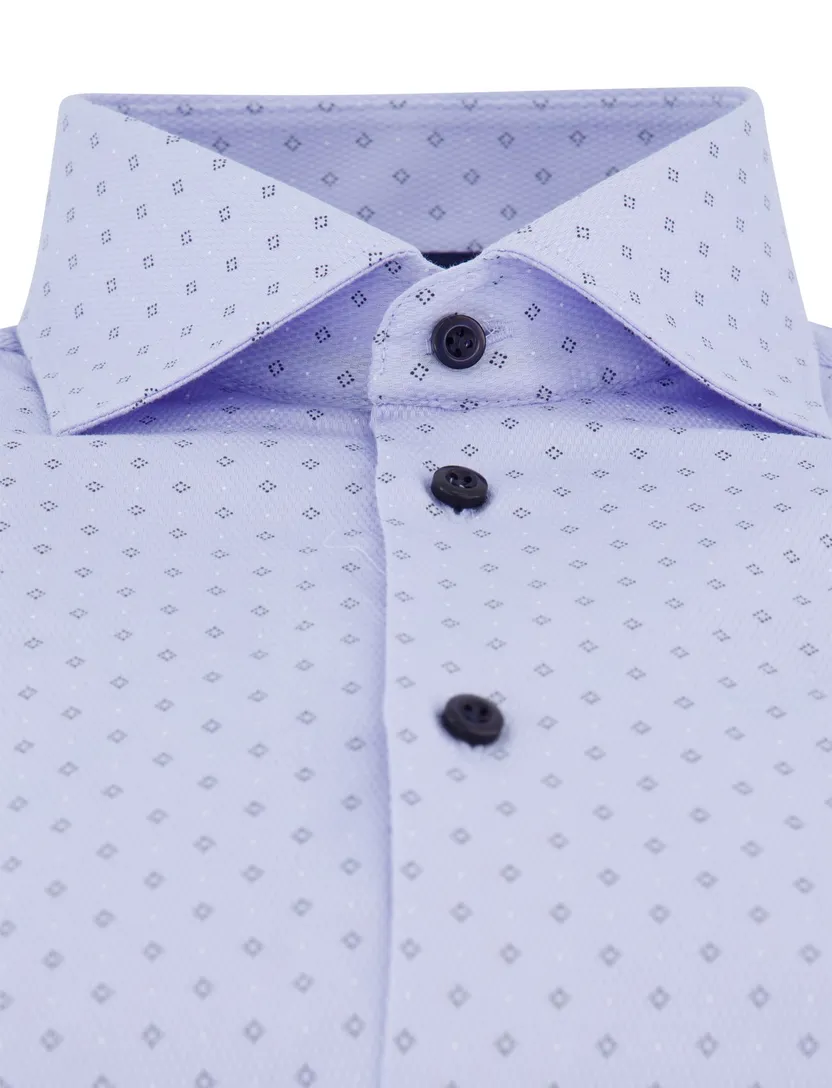 katoenen John Miller overhemd ml7 normale fit blauw print
