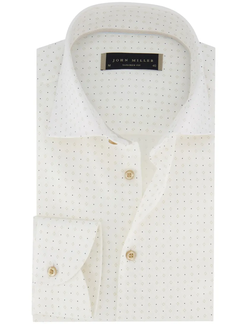 John Miller tailored fit overhemd ml7 wit patroon