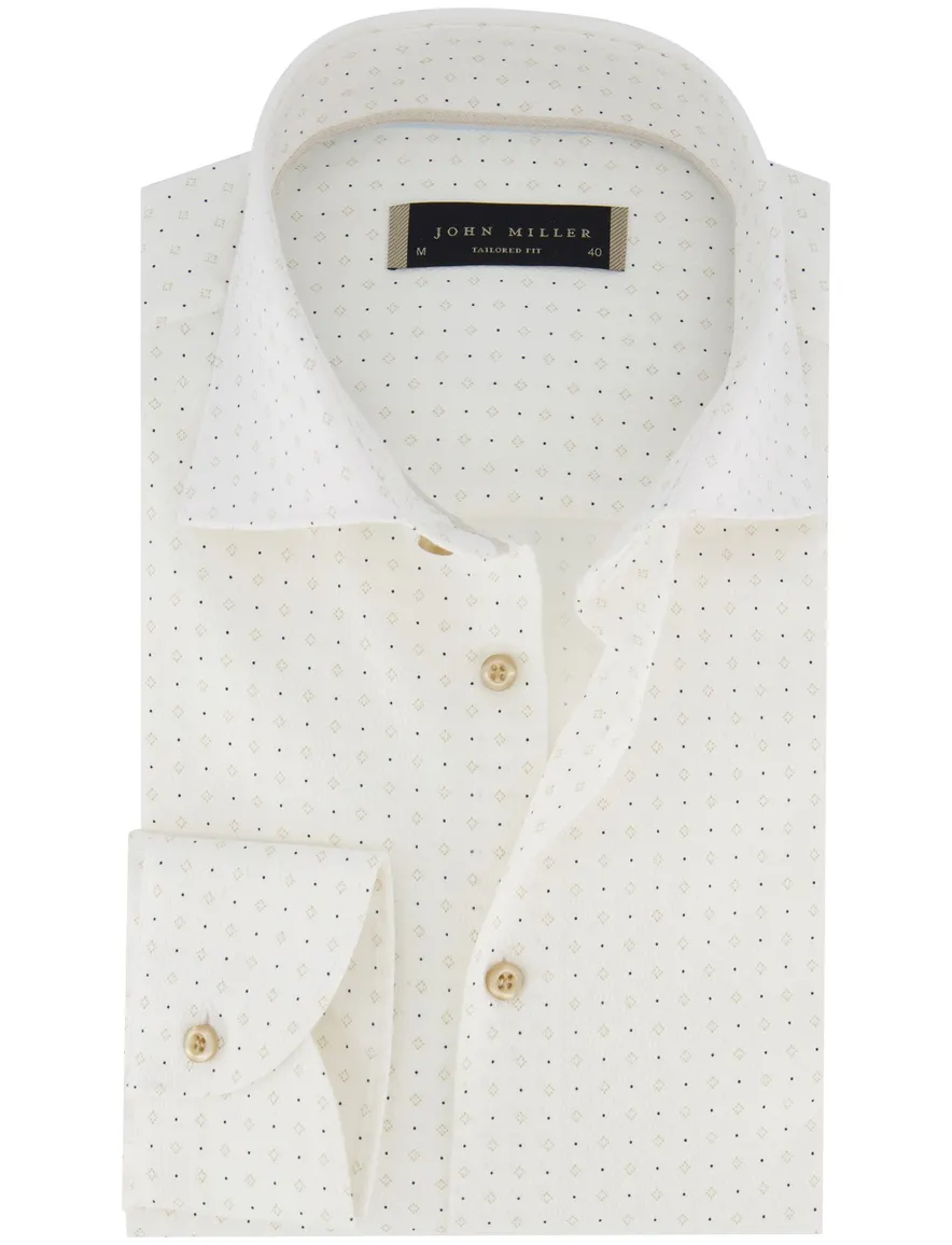 John Miller tailored fit overhemd ml7 wit patroon