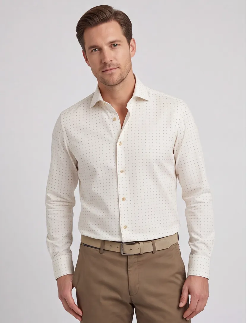 John Miller tailored fit overhemd ml7 wit patroon