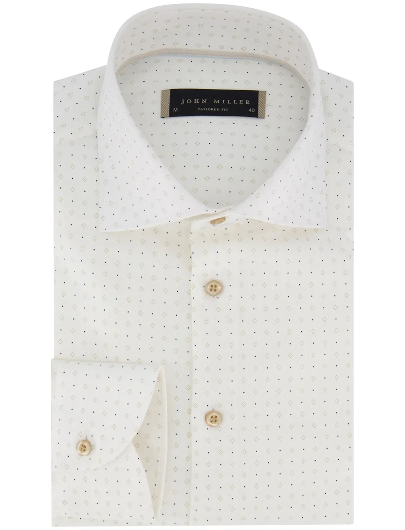 John Miller tailored fit overhemd ml7 wit patroon