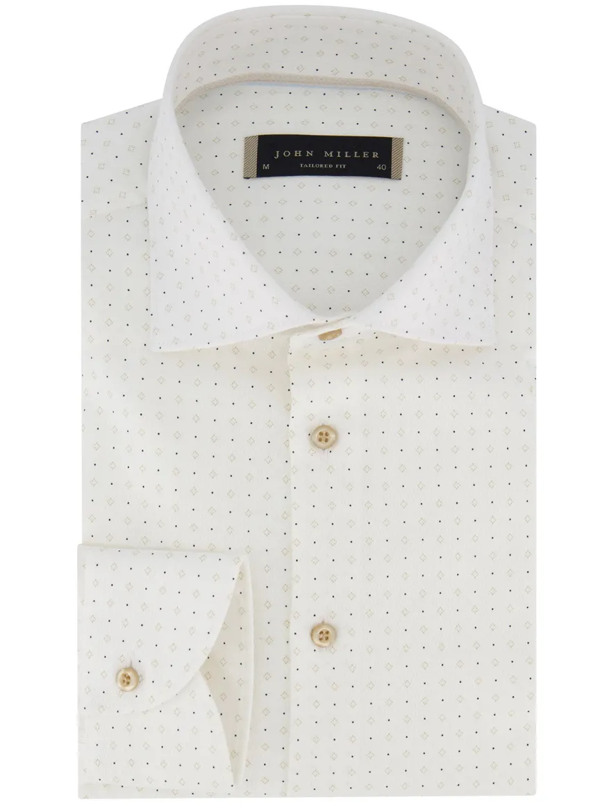John Miller tailored fit overhemd ml7 wit patroon