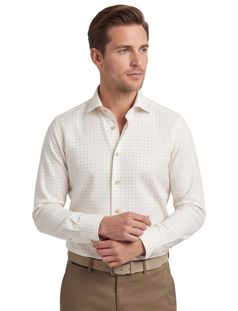 John Miller tailored fit overhemd ml7 wit patroon