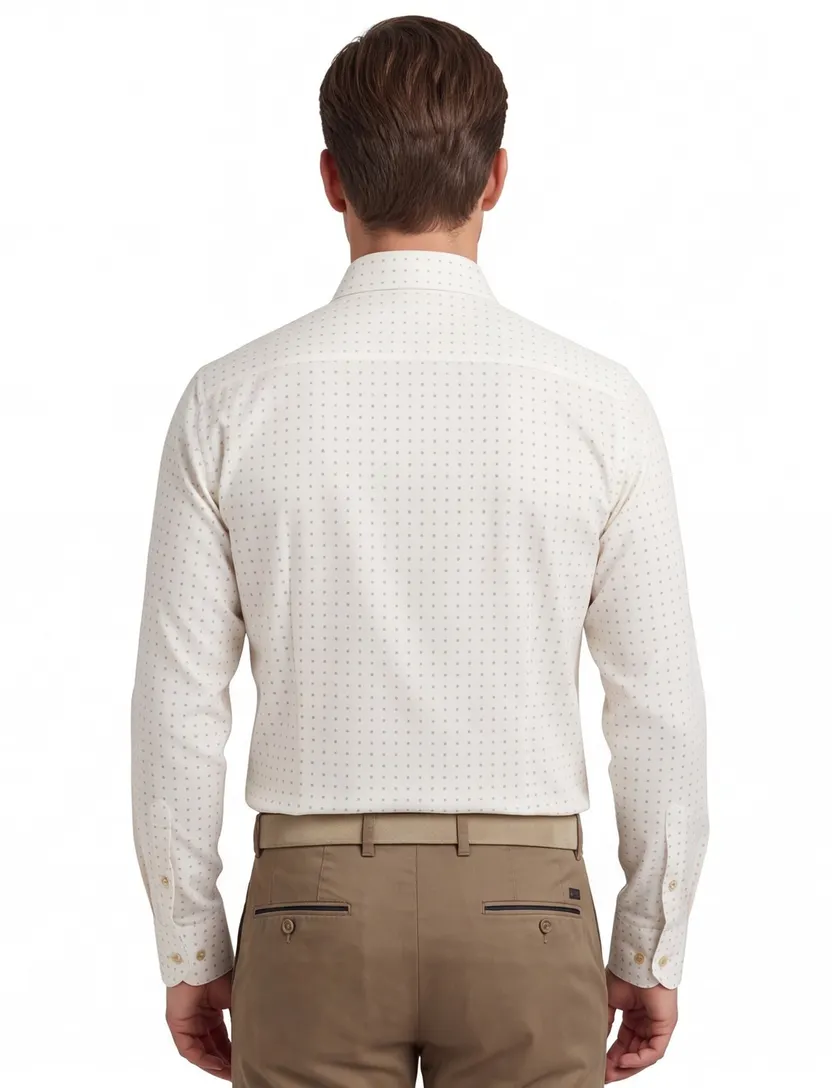 John Miller tailored fit overhemd ml7 wit patroon