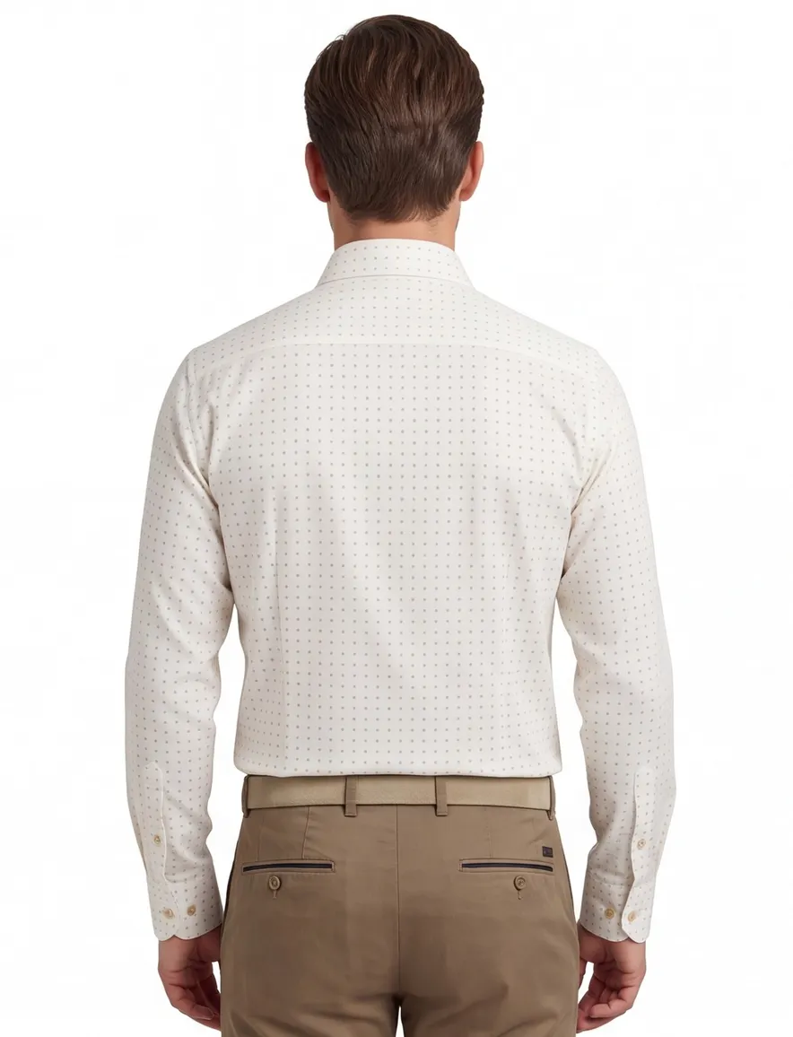 John Miller tailored fit overhemd ml7 wit patroon
