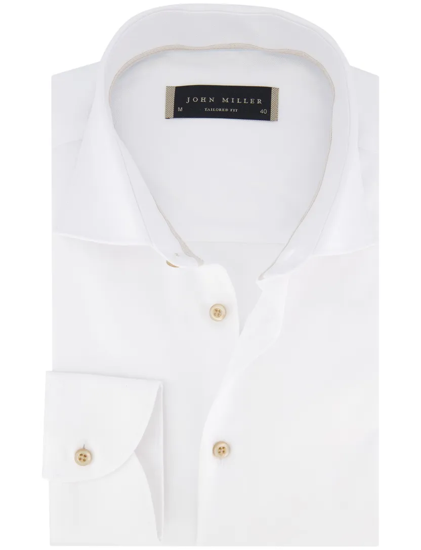 John Miller tailored fit overhemd wit effen