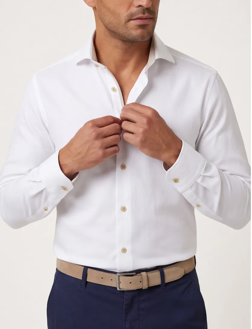 John Miller tailored fit overhemd wit effen