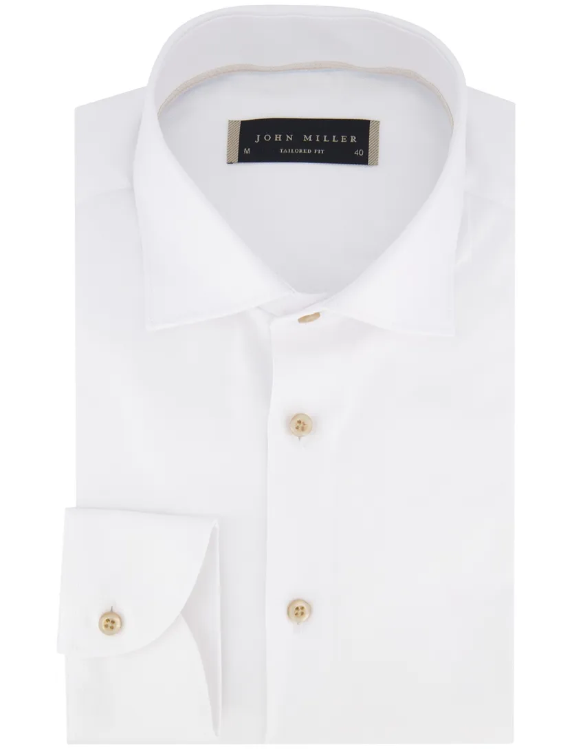 John Miller tailored fit overhemd wit effen