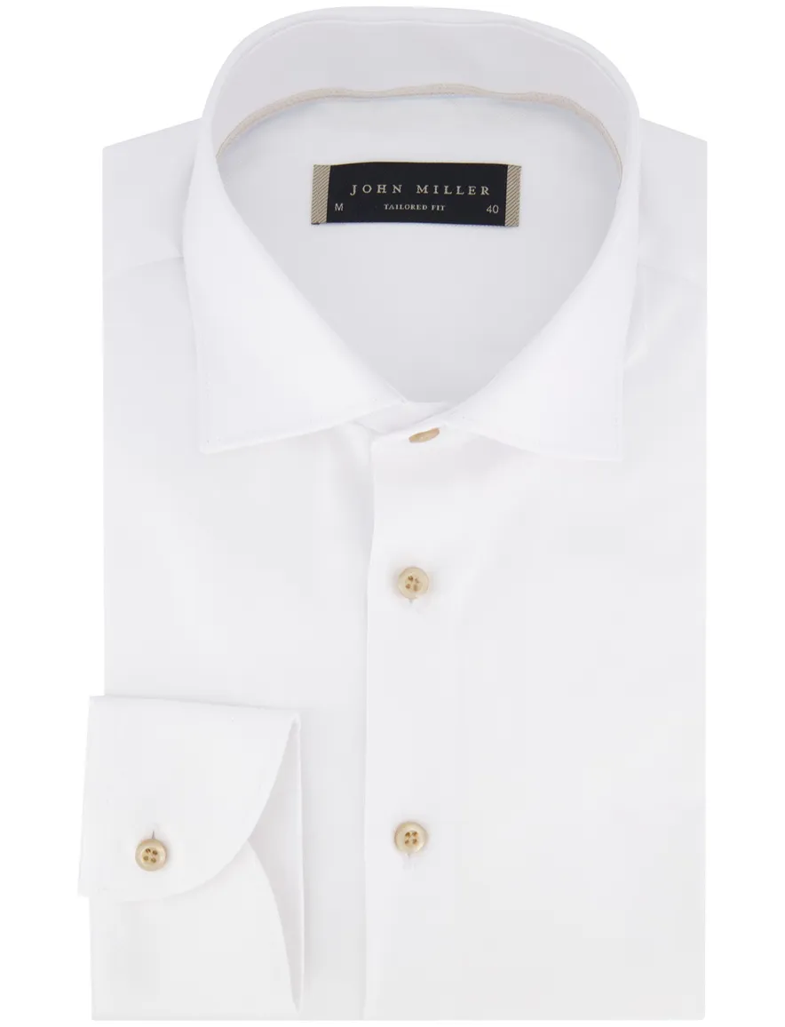 John Miller tailored fit overhemd wit effen