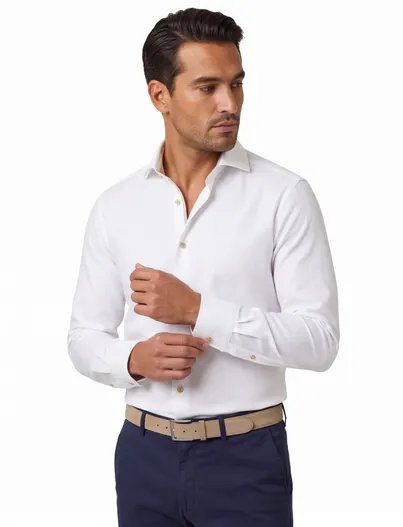 John Miller John Miller tailored fit overhemd wit effen