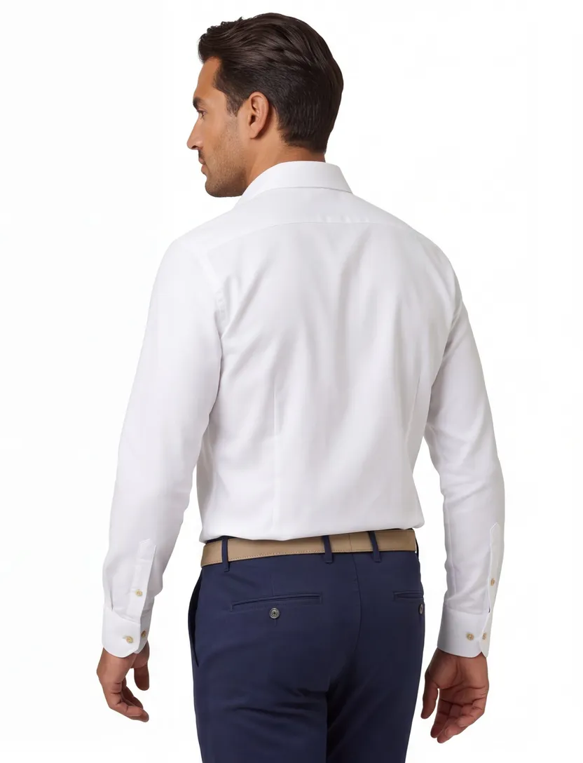 John Miller tailored fit overhemd wit effen