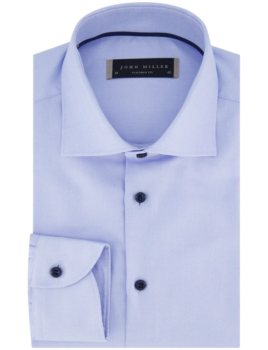 John Miller tailored fit overhemd blauw effen