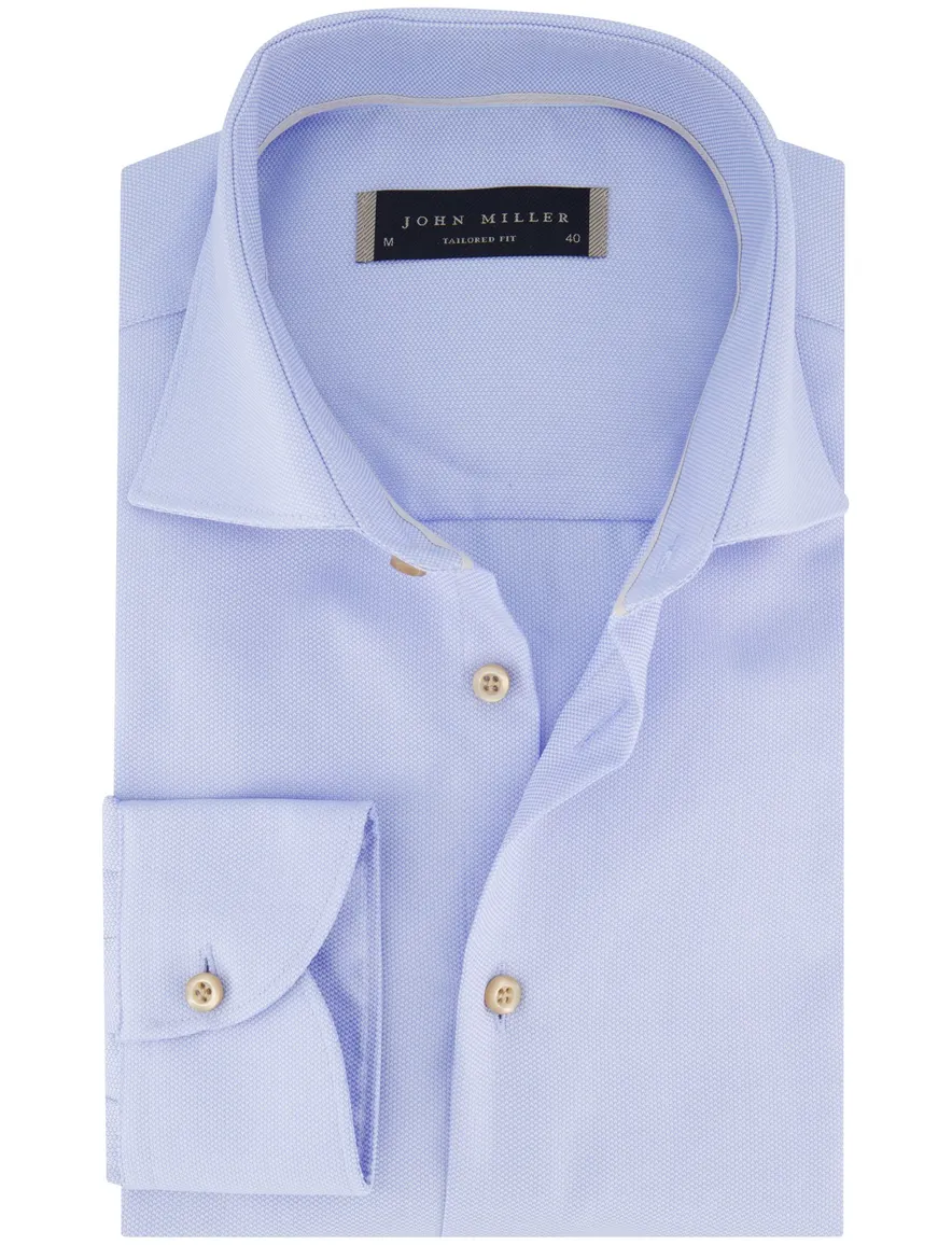 John Miller tailored fit overhemd lichtblauw effen