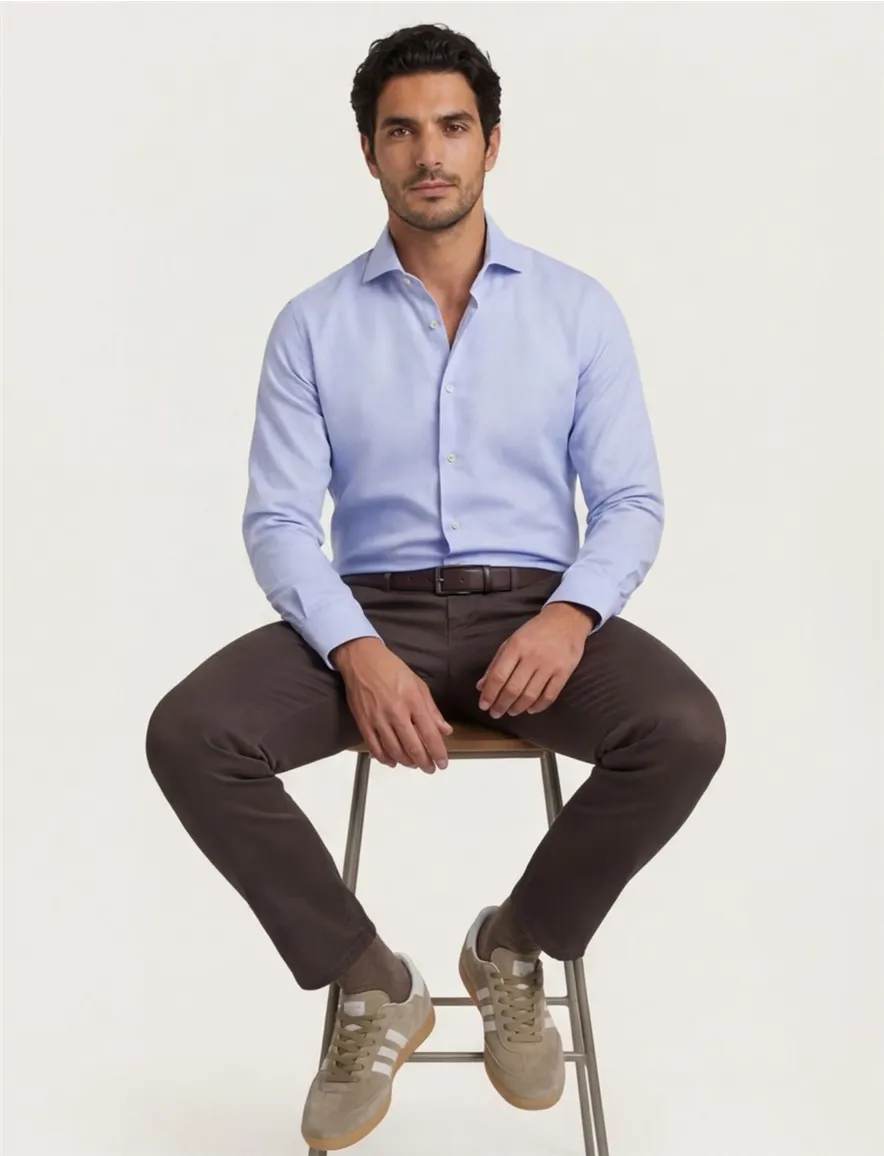 John Miller tailored fit overhemd lichtblauw effen