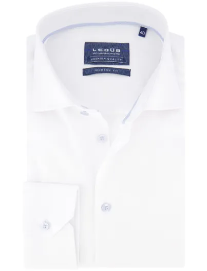 Ledub Spierwit overhemd Ledub modern fit effen