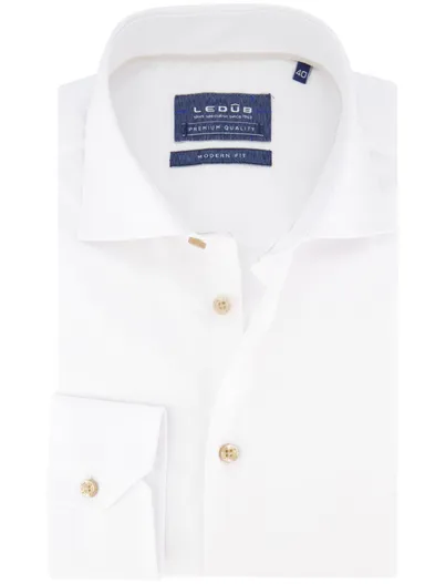 Ledub Ledub overhemd wit effen wide collar