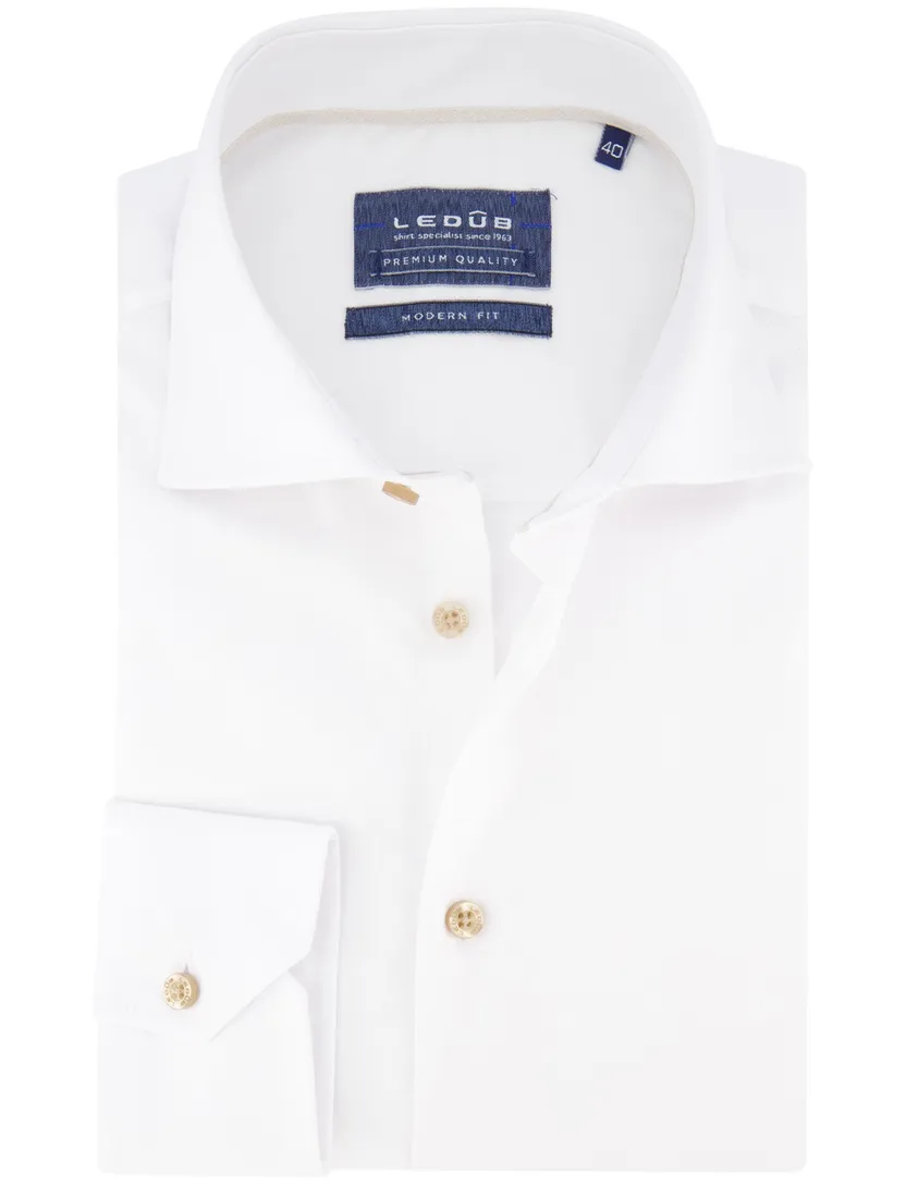 Ledub overhemd wit katoen modern fit