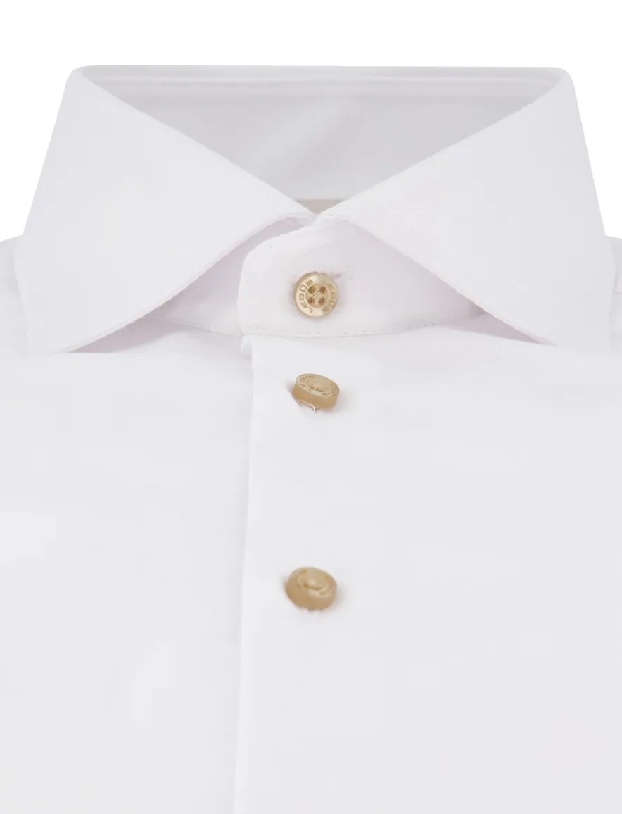 Ledub overhemd wit effen wide collar