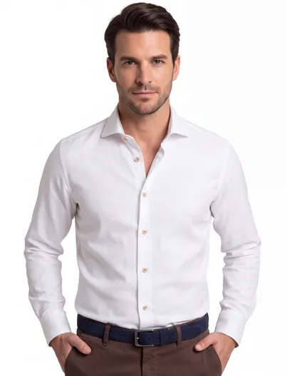 Ledub Ledub overhemd wit katoen modern fit