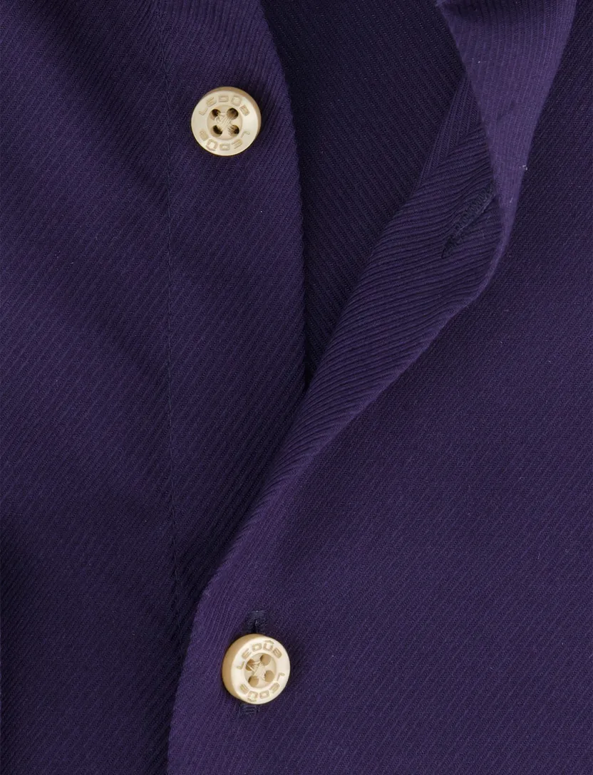 katoenen Ledub overhemd mouwlengte 7 effen donkerblauw