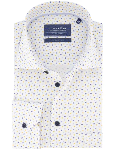 Ledub Ledub overhemd wit printje wide collar
