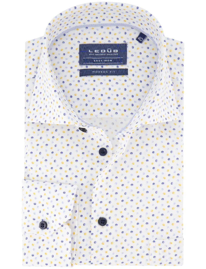 Ledub overhemd wit printje wide collar