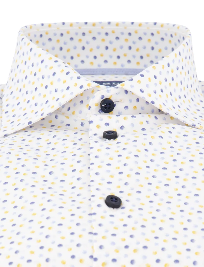 Ledub overhemd wit printje wide collar