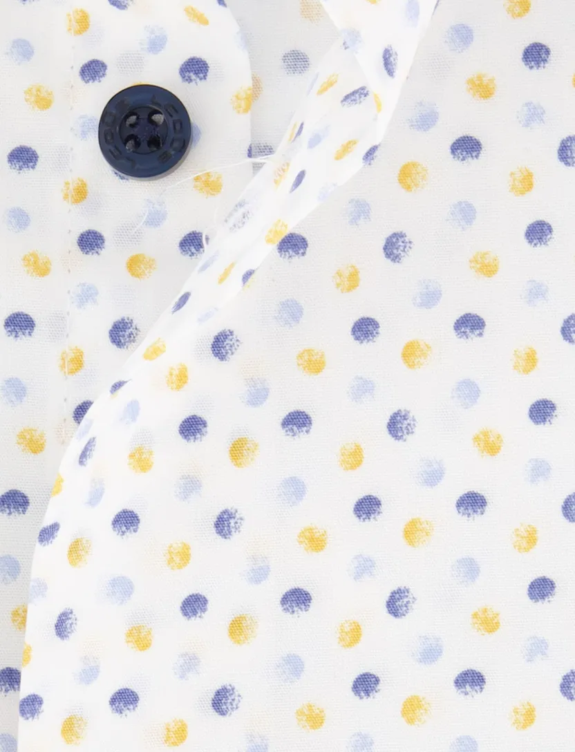 Ledub overhemd wit printje wide collar