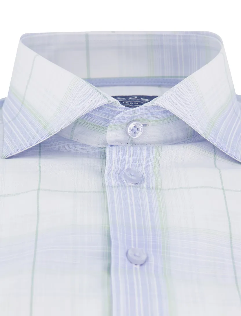 Ledub modern fit overhemd non iron wit geruit