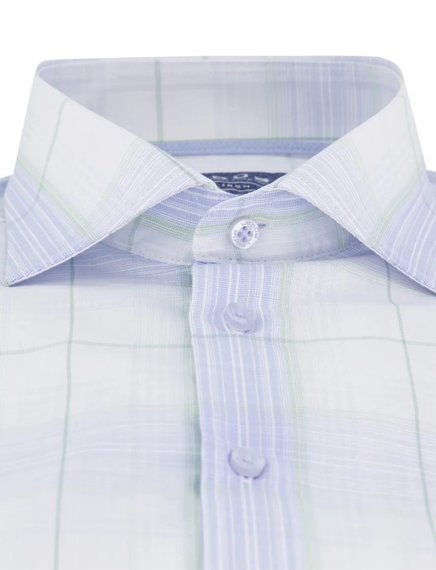 Ledub modern fit overhemd non iron wit patroon