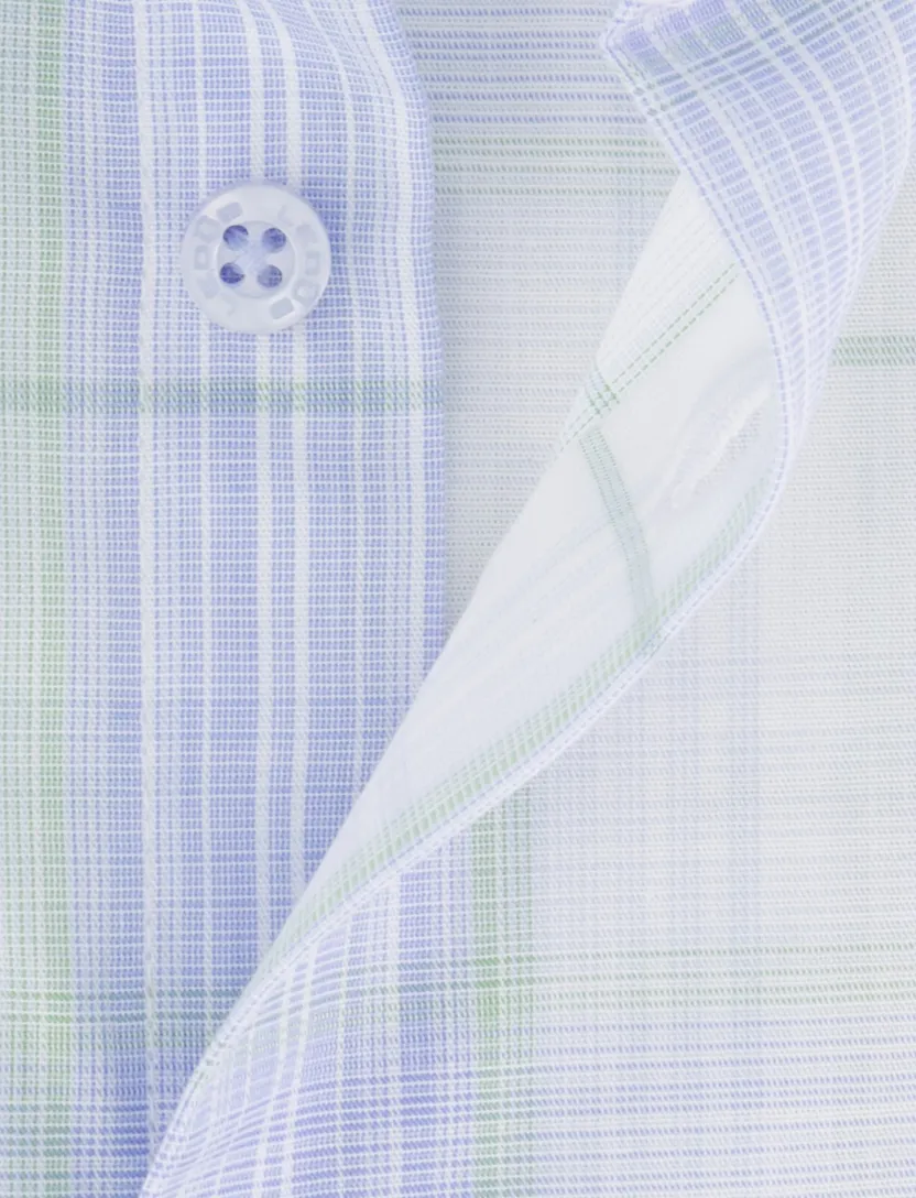 Ledub modern fit overhemd non iron wit geruit