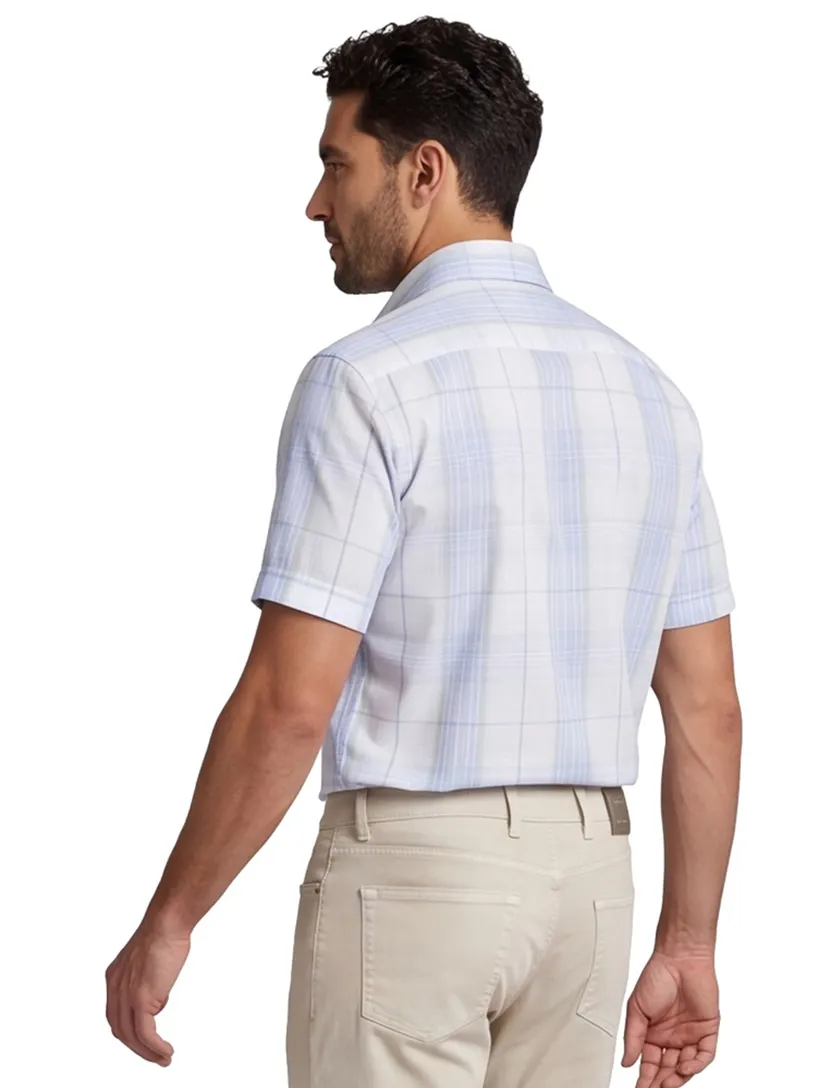 Ledub modern fit overhemd non iron wit geruit