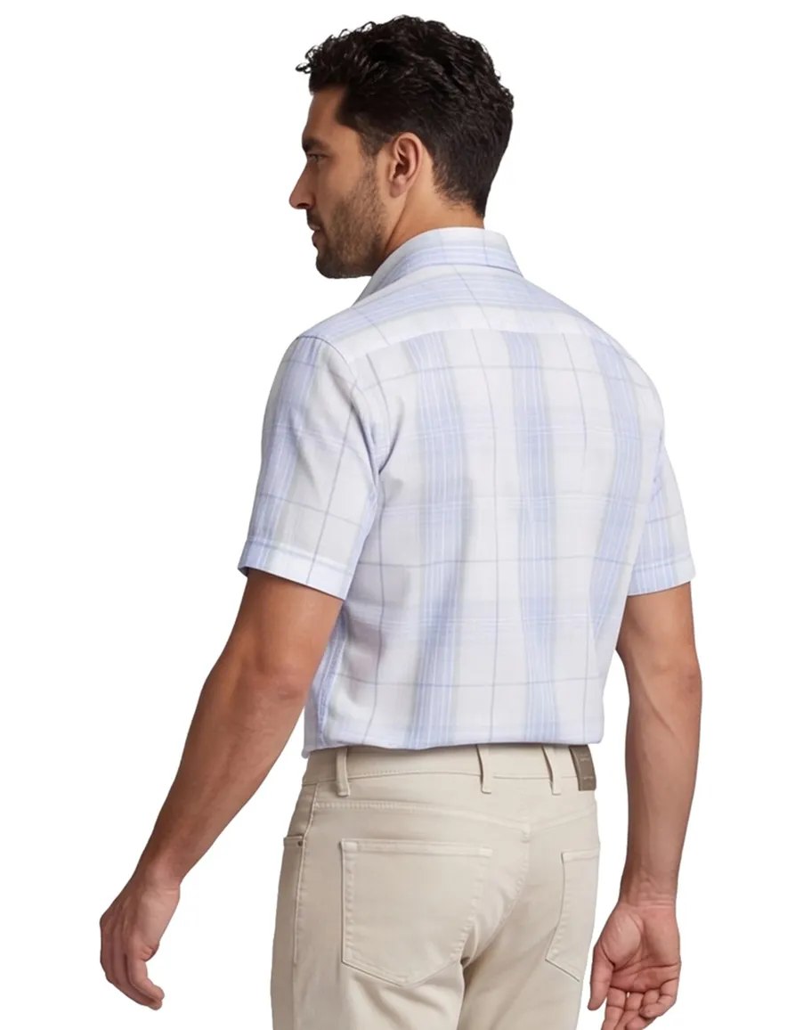 Ledub modern fit overhemd non iron wit patroon