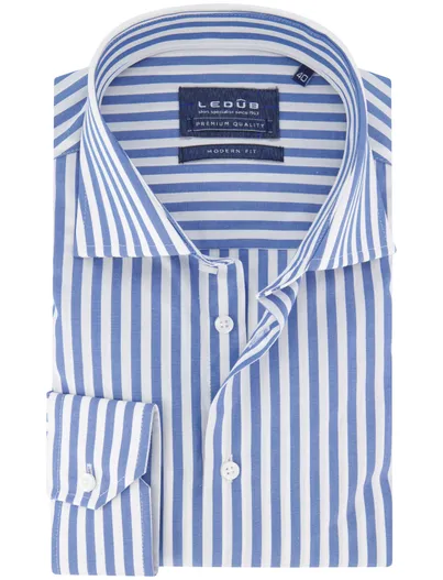 Ledub Gestreept overhemd Ledub wide collar lange mouw