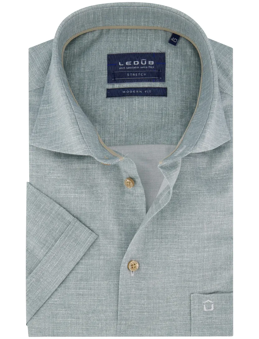 Ledub modern fit overhemd groen effen
