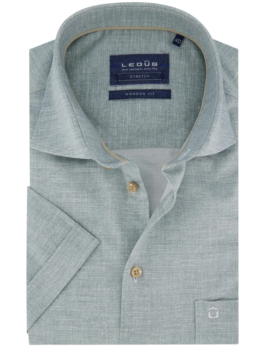Ledub modern fit overhemd groen effen